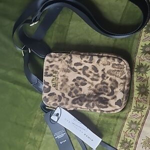 Aimee Kestenberg  Leopard Print Suede / Leather Just Saying Crossbody Bag